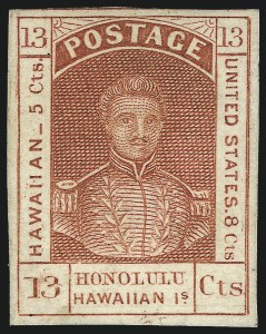 Sale 1068, Lot 880, Hawaii: Stampless thru 1868 Kamehameha III Issues