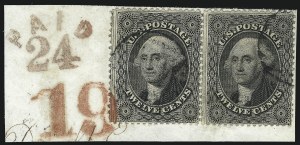 Sale 1074, Lot 615, 12c-24c 1857-60 Issue (Scott 36-37)