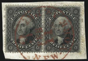 Sale 1074, Lot 617, 12c-24c 1857-60 Issue (Scott 36-37)