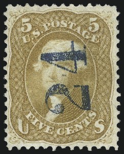 Sale 1074, Lot 664, 5c Buff and Brown Yellow Shades, 1861 Issue (Scott 67-67b)