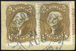 Sale 1074, Lot 665, 5c Buff and Brown Yellow Shades, 1861 Issue (Scott 67-67b)
