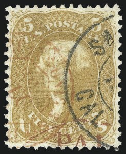 Sale 1074, Lot 666, 5c Buff and Brown Yellow Shades, 1861 Issue (Scott 67-67b)