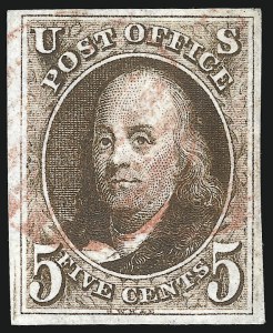 Sale 1078, Lot 28, 5c 1847 Issue (Scott 1-1d)