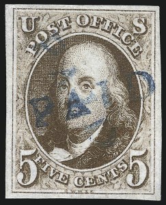 Sale 1078, Lot 32, 5c 1847 Issue (Scott 1-1d)