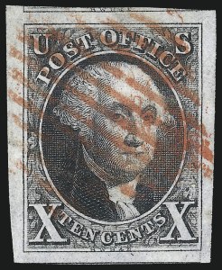 Sale 1078, Lot 44, 10c 1847 Issue, 1875 Reproduction of 1847 Issue (Scott 2-4)