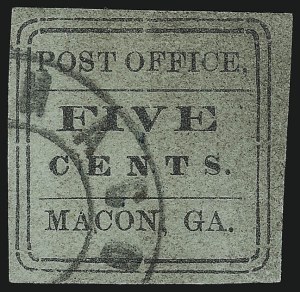 Sale 1082, Lot 585, Confederate States: Postmasters Provisionals