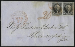 Sale 1084, Lot 3027, 5c-10c 1847 Issue Covers Used from Florida (Scott 1-2)