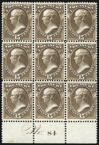 Sale 1085, Lot 4127, Treasury Department (Scott O72-O82)