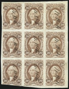 Sale 1089, Lot 332, First Issue Blocks and Record-Size Multiples, Imperforate, 1c-60c