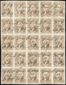 Sale 1089, Lot 334, First Issue Blocks and Record-Size Multiples, Imperforate, 1c-60c