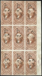 Sale 1089, Lot 360, First Issue Blocks and Record-Size Multiples, Imperforate, $1.00-$200.00