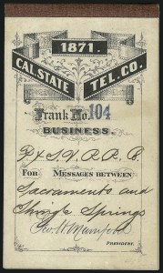 Sale 1090, Lot 1862, Telegraph Company Stamps