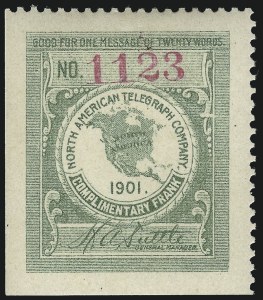 Sale 1090, Lot 1879, Telegraph Company Stamps