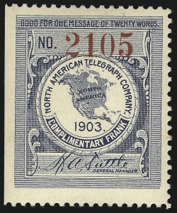 Sale 1090, Lot 1881, Telegraph Company Stamps