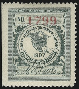 Sale 1090, Lot 1887, Telegraph Company Stamps