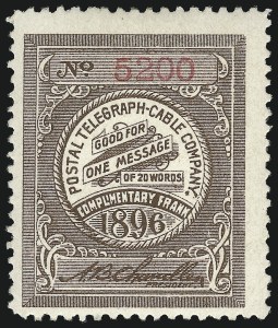Sale 1090, Lot 1896, Telegraph Company Stamps, cont.
