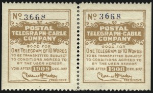 Sale 1090, Lot 1898, Telegraph Company Stamps, cont.