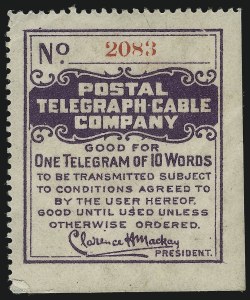 Sale 1090, Lot 1903, Telegraph Company Stamps, cont.