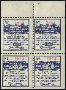 Sale 1090, Lot 1904, Telegraph Company Stamps, cont.