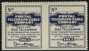 Sale 1090, Lot 1906, Telegraph Company Stamps, cont.