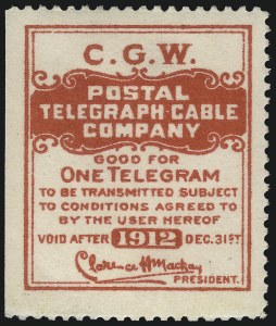 Sale 1090, Lot 1913, Telegraph Company Stamps, cont.