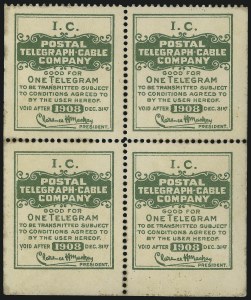 Sale 1090, Lot 1917, Telegraph Company Stamps, cont.