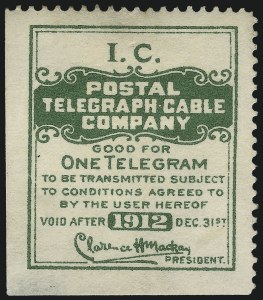 Sale 1090, Lot 1920, Telegraph Company Stamps, cont.