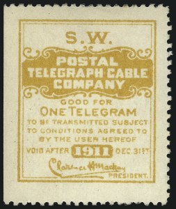 Sale 1090, Lot 1924, Telegraph Company Stamps, cont.