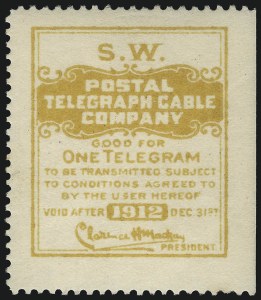 Sale 1090, Lot 1925, Telegraph Company Stamps, cont.