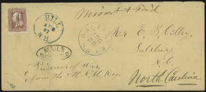 Sale 1090, Lot 2373, Civil War: Correspondences, U.S. Post Office thru C.S.A. Handstamped Paid