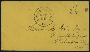Sale 1090, Lot 2381, Civil War: Correspondences, U.S. Post Office thru C.S.A. Handstamped Paid