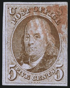 Sale 1092, Lot 1003, 1847 Issue and 1875 Reproduction (Scott 1-4)