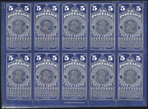 Sale 1094, Lot 159, Newspapers & Periodicals: 1865 Issue and 1875 Reprints (Scott PR1-PR7)