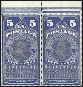 Sale 1094, Lot 166, Newspapers & Periodicals: 1865 Issue and 1875 Reprints (Scott PR1-PR7)