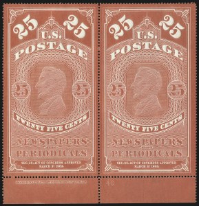 Sale 1094, Lot 169, Newspapers & Periodicals: 1865 Issue and 1875 Reprints (Scott PR1-PR7)