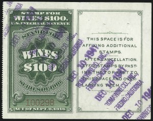 Sale 1096, Lot 1019, Stock Transfer, Wine, Silver Tax, Balance of Revenues