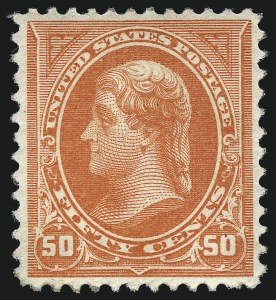 Sale 1096, Lot 456, 1894 Unwatermarked Bureau Issue (Scott 246-263), 50c Orange (260) Sale 1096, Lot 456, 1894 Unwatermarked Bureau Issue (Scott 246-263)