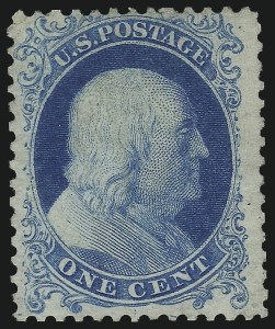 Sale 1107, Lot 104, 1875 Reprint of 1857-60 Issue (Scott 40-47), 1c Bright Blue, Reprint (40) Sale 1107, Lot 104, 1875 Reprint of 1857-60 Issue (Scott 40-47)