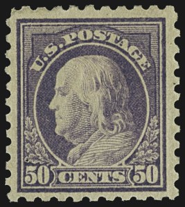 Sale 1107, Lot 486, 1912-15 Washington-Franklin Issue (Scott 405-491), 50c Light Violet (477) Sale 1107, Lot 486, 1912-15 Washington-Franklin Issue (Scott 405-491)