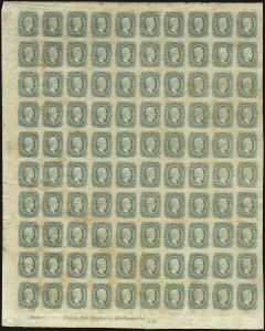 Sale 1107, Lot 727, Confederate States, Full Panes