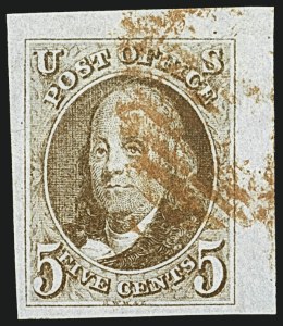 Sale 1109, Lot 302, 5c 1847 Issue, Off-Cover (Scott 1)