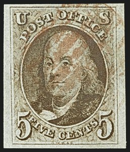Sale 1109, Lot 305, 5c 1847 Issue, Off-Cover (Scott 1)