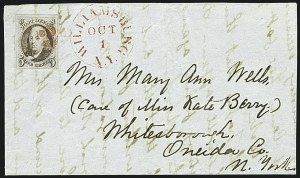 Sale 1109, Lot 325, 5c 1847 Issue, On-Cover (Scott 1)