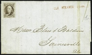 Sale 1109, Lot 328, 5c 1847 Issue, On-Cover (Scott 1)