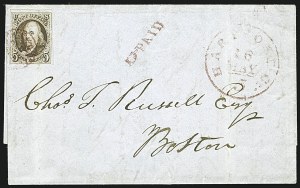 Sale 1109, Lot 331, 5c 1847 Issue, On-Cover (Scott 1)