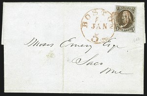 Sale 1109, Lot 332, 5c 1847 Issue, On-Cover (Scott 1)