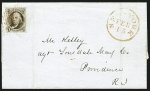 Sale 1109, Lot 333, 5c 1847 Issue, On-Cover (Scott 1)