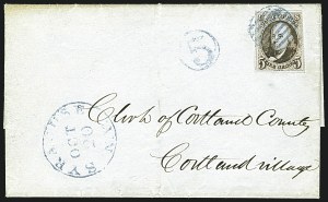 Sale 1109, Lot 340, 5c 1847 Issue, On-Cover (Scott 1)