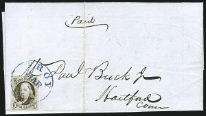 Sale 1109, Lot 341, 5c 1847 Issue, On-Cover (Scott 1)