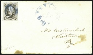 Sale 1109, Lot 345, 5c 1847 Issue, On-Cover (Scott 1)
